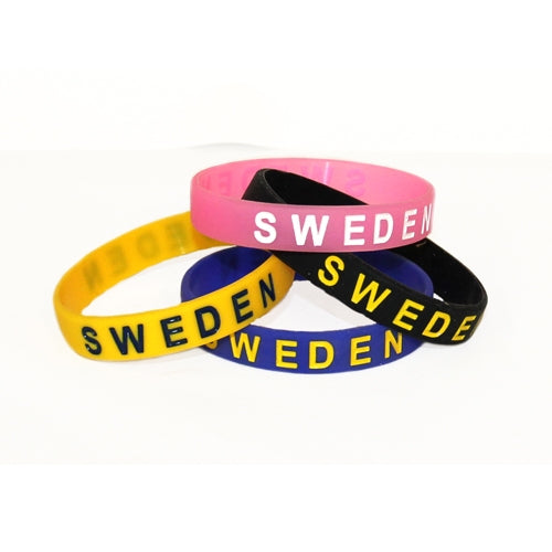 Silkonband Sweden Flaggor, 3 färger