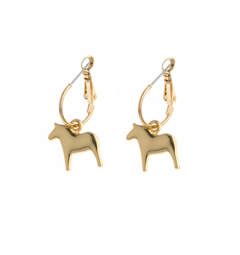 Dalahorse earrings gold/dalahorse round ear gold